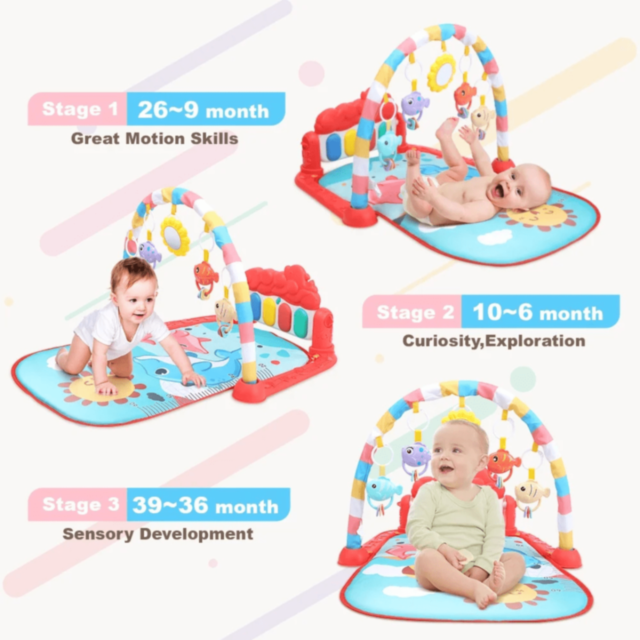 Salteluță Muzicală Interactivă cu Pian, Proiector și Jucării Suspendate (culoare aleatorie)