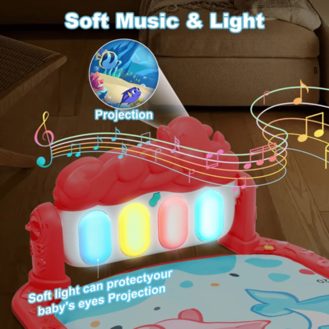 Salteluță Muzicală Interactivă cu Pian, Proiector și Jucării Suspendate (culoare aleatorie)