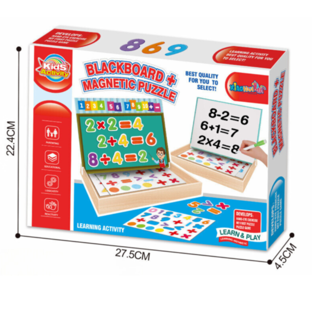 Tablă magnetică educativă 2 în 1 pentru copii