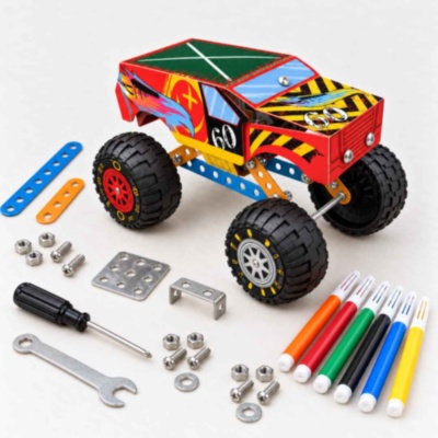 Set de construcție metalic monster truck, 128 de piese | image
