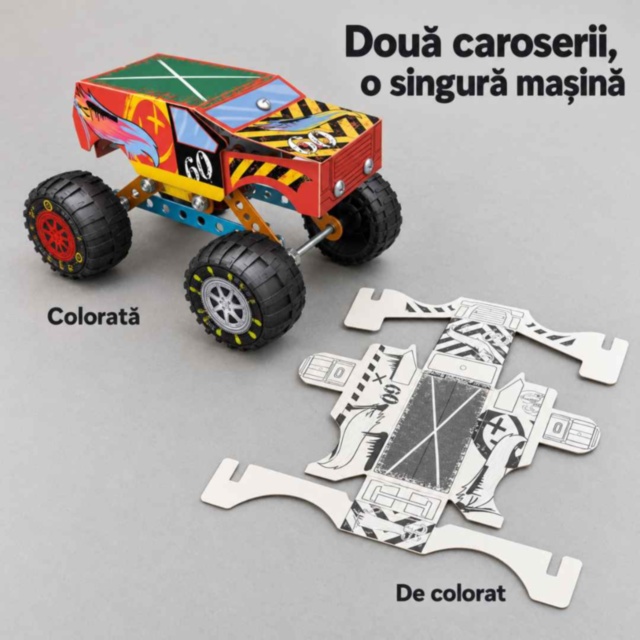 Set de construcție metalic monster truck, 128 de piese