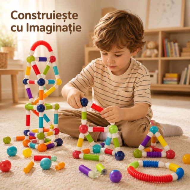Set Magnetic Flexibil pentru Construcții Creative 85 Piese