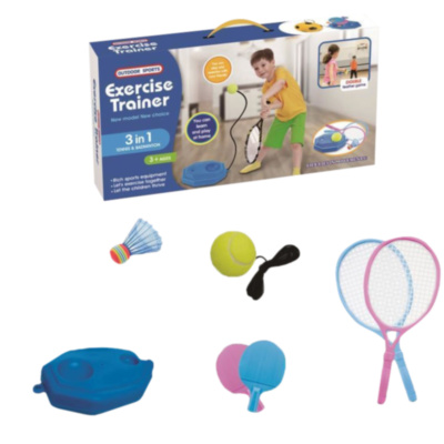 Set Antrenament Tenis Multifuncțional cu Coardă Elastică, Ping-Pong și Badminton | image