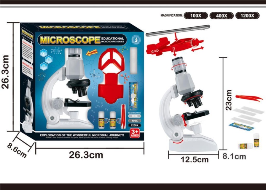 Microscop Științific cu Iluminare și Suport pentru Telefonul Mobil