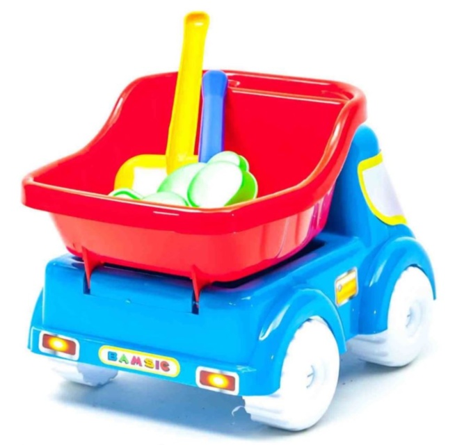 Camion cu Lopățica, Greblă și Formă de Nisip, 35cm