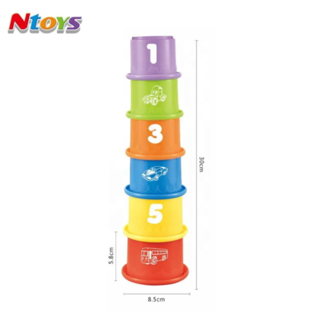 Set educativ de inele și pahare colorate pentru stivuire