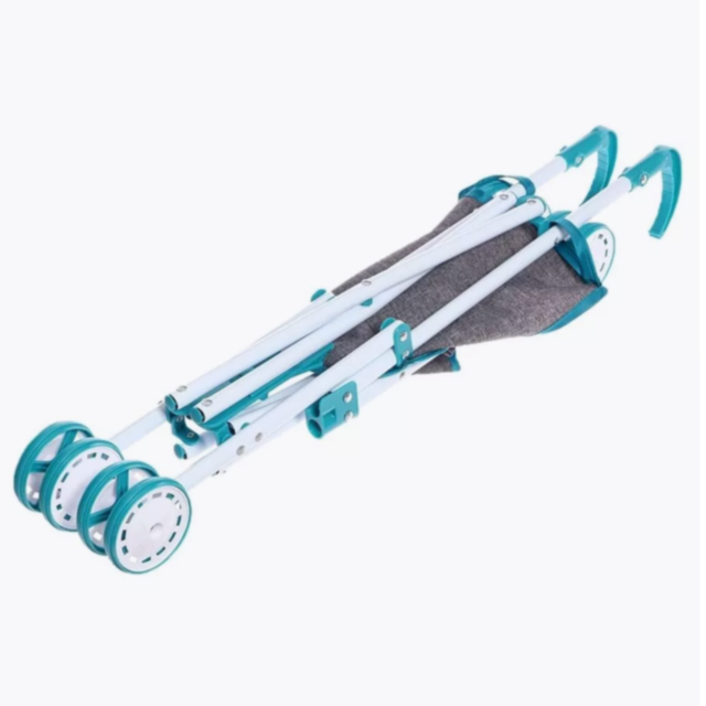 Cărucior pliabil pentru păpuși cu cadru metalic și design modern