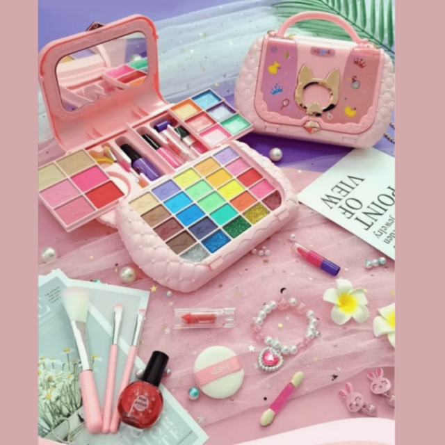 Set Machiaj Copii în Gentuță Roz cu Oglindă