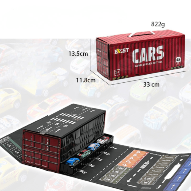 Set 48 Mașinuțe Metalice în Cutie Container Cadou