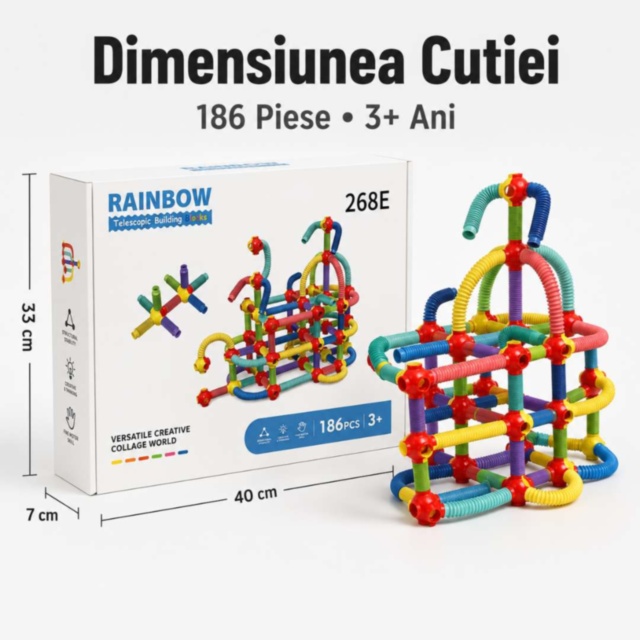 Set Construcție Montessori cu Tuburi Flexibile și Conectori