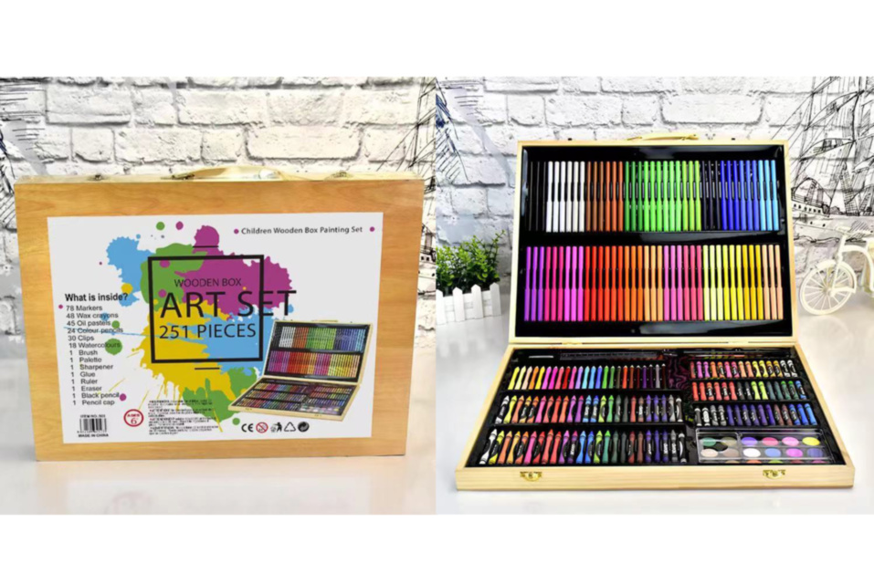 Mega Set Pictură 215 piese în Cutie de Lemn