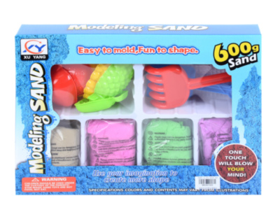 Set Nisip Kinetic cu 4 Culori, Forme și Accesorii de Modelat, 600gr. | image