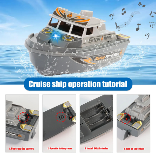 Barcă de Patrulă Marină cu Lumini și Sunete