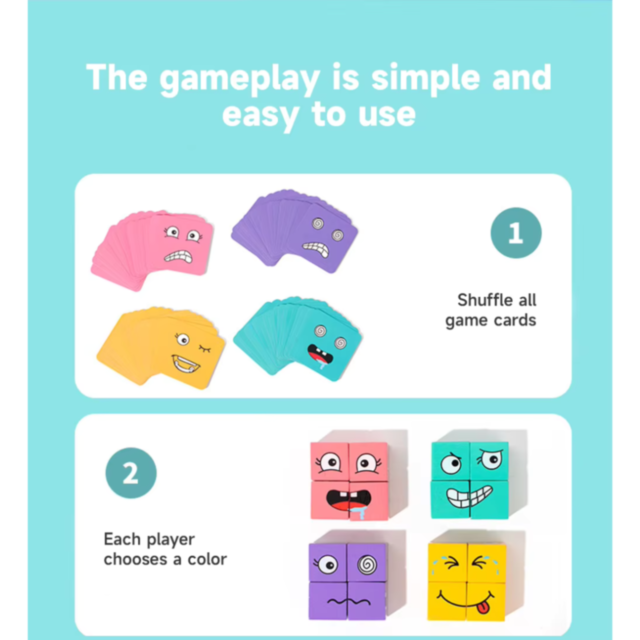 Set Cuburi Logice din Lemn cu Expresii Amuzante