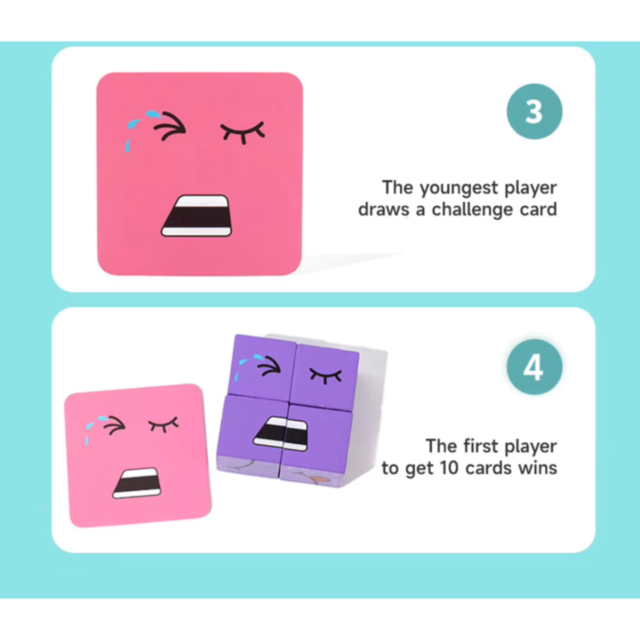 Set Cuburi Logice din Lemn cu Expresii Amuzante