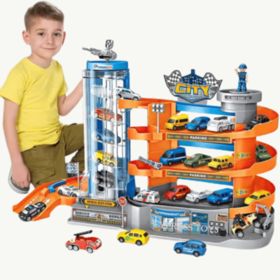 Parcare Auto copii cu Lift și 6 Mașinuțe | image