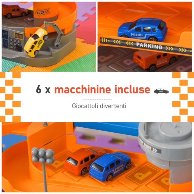 Parcare Auto copii cu Lift și 6 Mașinuțe