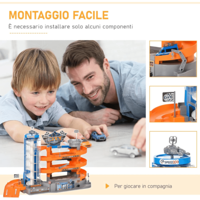 Parcare Auto copii cu Lift și 6 Mașinuțe