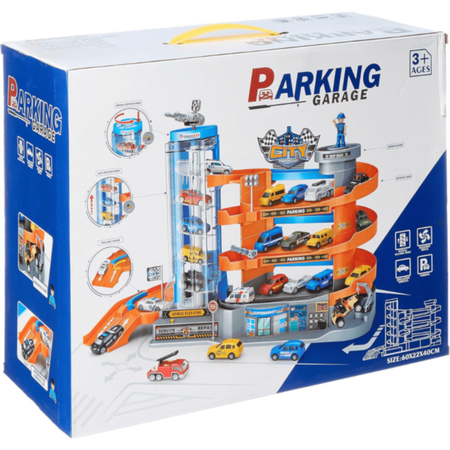 Parcare Auto copii cu Lift și 6 Mașinuțe