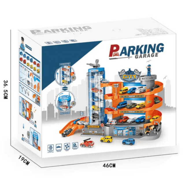 Parcare Auto copii cu Lift și 6 Mașinuțe