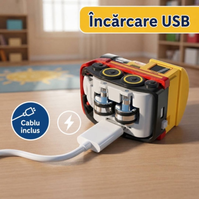 Set magnetic de construcție cu trenuleț electric reîncărcabil