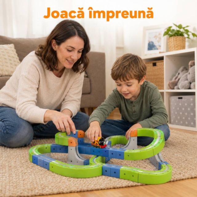 Set magnetic de construcție cu trenuleț electric reîncărcabil