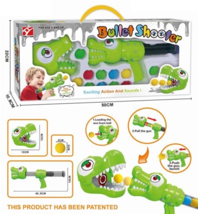 Pușca Crocodil cu Aer Comprimat, 19 Bile din Burete si Țintă, 50cm | image