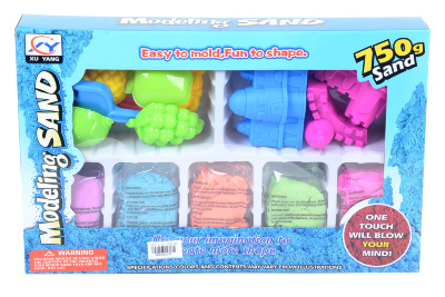 Set Nisip Kinetic cu 5 Culori, Forme și Accesorii de Modelat, 750gr. | image