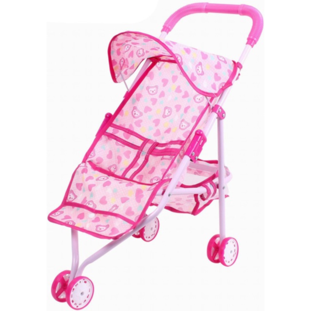Cărucior pentru Păpuși cu Design Roz – Joacă de Rol pentru Micile Mămici