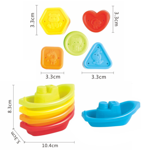 Set Educativ 3 în 1 - Sortator de Forme, Turn de Stivuire și Jucării de Baie