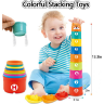 Set Educativ 3 în 1 - Sortator de Forme, Turn de Stivuire și Jucării de Baie
