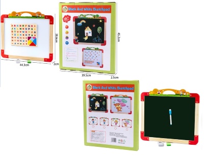 Tablă de Lemn Magnetică cu 2 Fețe, Litere, Cretă și Burete | image