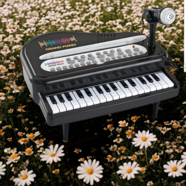 Pian Electronic Grand Piano cu Microfon și Funcții Muzicale (culoare aleatorie)