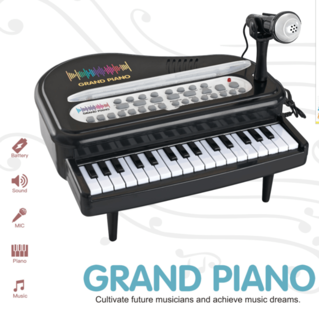 Pian Electronic Grand Piano cu Microfon și Funcții Muzicale (culoare aleatorie)