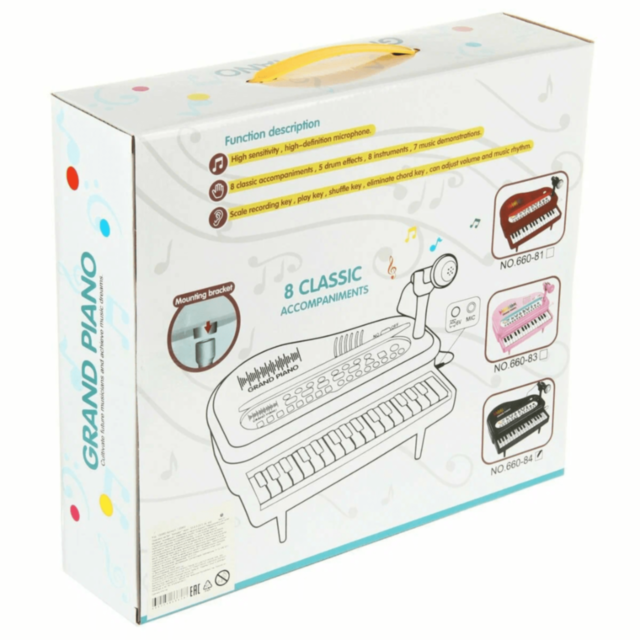 Pian Electronic Grand Piano cu Microfon și Funcții Muzicale (culoare aleatorie)