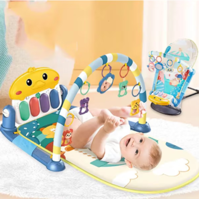 Centru de Joacă 2-în-1 pentru Bebeluși | Leagăn și Saltea cu Pian