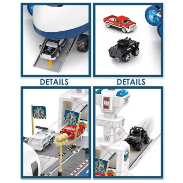 Aeronavă de Poliție cu Funcții de Pista și Vehicule – Jucărie Interactivă pentru Copii 
