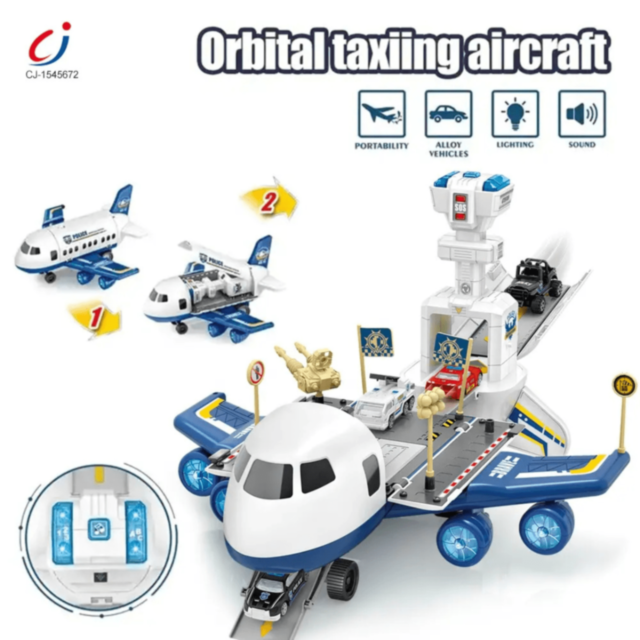 Aeronavă de Poliție cu Funcții de Pista și Vehicule – Jucărie Interactivă pentru Copii 