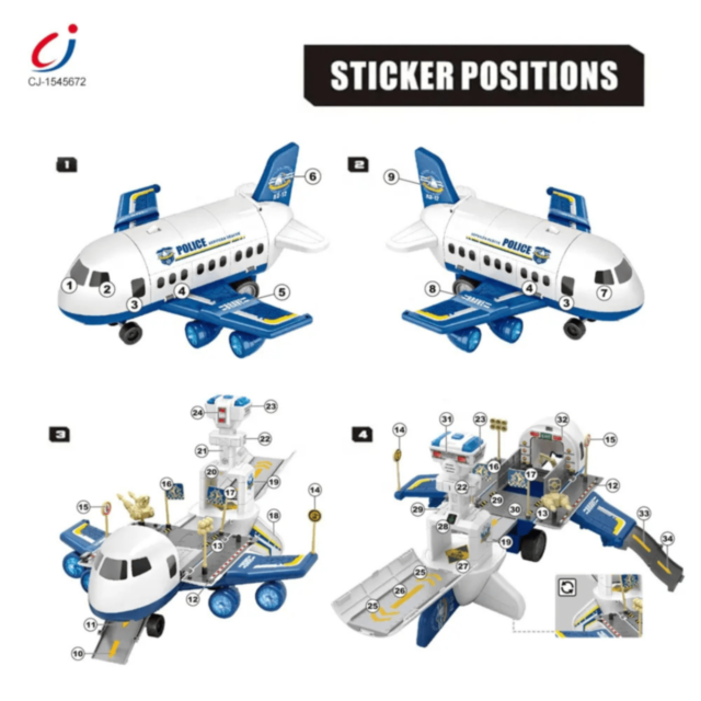 Aeronavă de Poliție cu Funcții de Pista și Vehicule – Jucărie Interactivă pentru Copii 