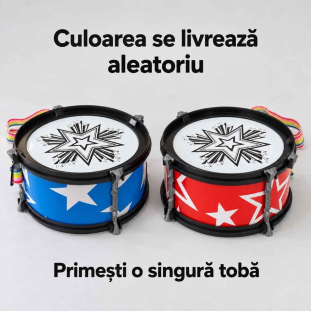 Tobă muzicală copii cu 2 bețișoare și curea