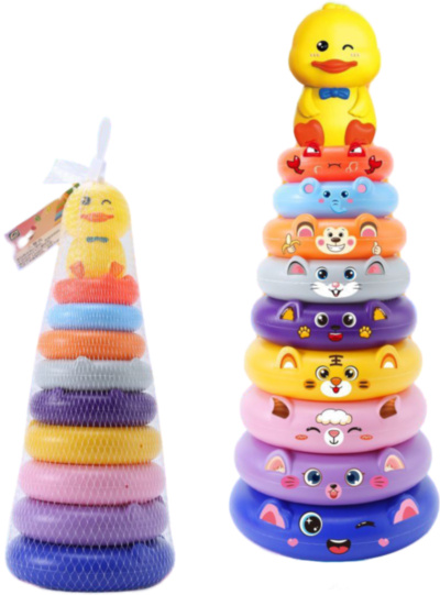 Piramida Multicoloră cu Fețe de Animale, 32cm | image