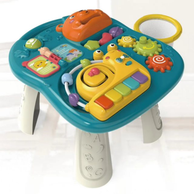Premergător 4-în-1 pentru Bebeluși | Masă de Joacă, Vehicul și Activități Muzicale