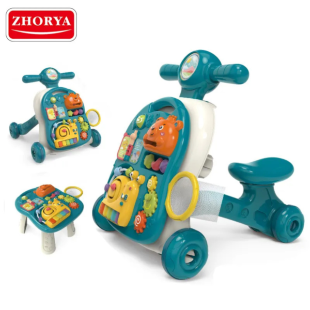 Premergător 4-în-1 pentru Bebeluși | Masă de Joacă, Vehicul și Activități Muzicale