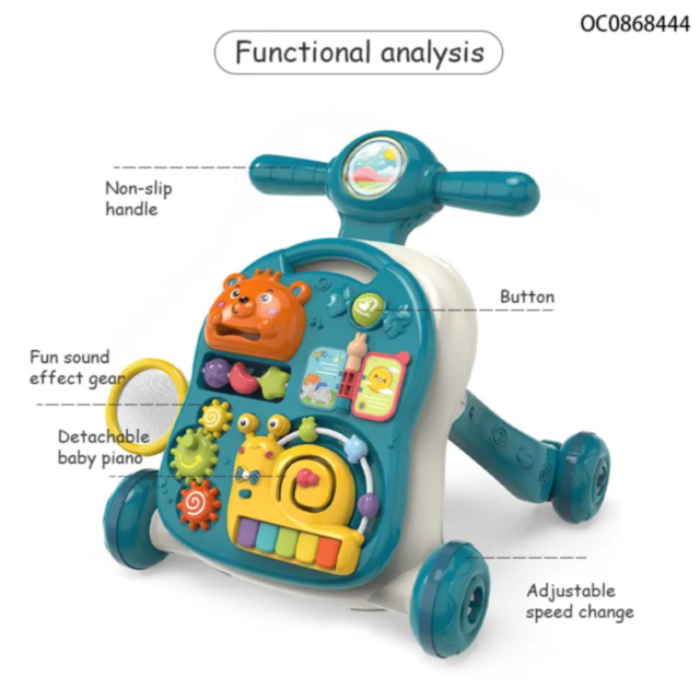 Premergător 4-în-1 pentru Bebeluși | Masă de Joacă, Vehicul și Activități Muzicale