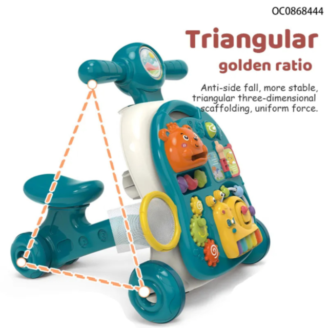 Premergător 4-în-1 pentru Bebeluși | Masă de Joacă, Vehicul și Activități Muzicale