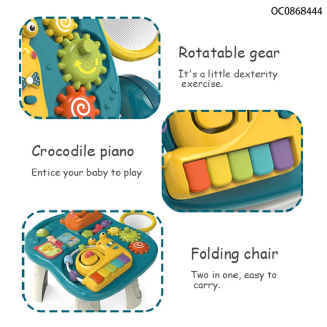 Premergător 4-în-1 pentru Bebeluși | Masă de Joacă, Vehicul și Activități Muzicale