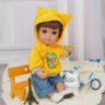 Păpușă Băiețel Chimi Doll 38 cm cu Hanorac Galben și Articulații Mobile