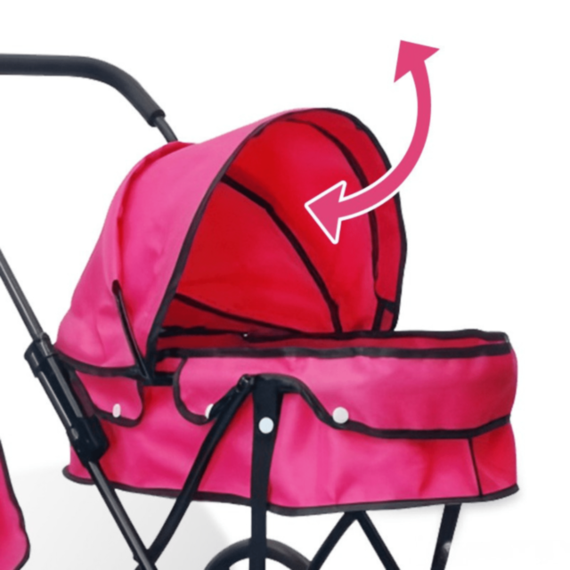 Cărucior Păpuși Mare Roz cu Geantă și Copertină