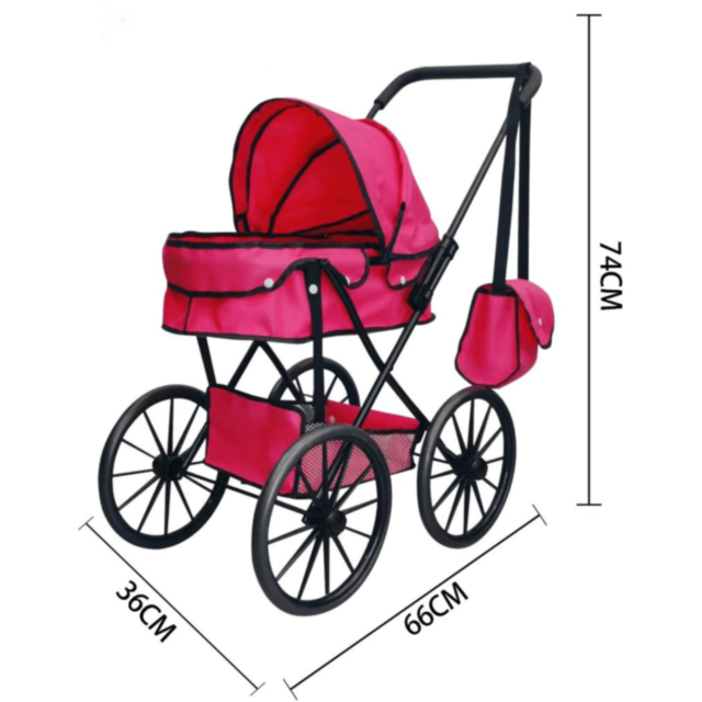 Cărucior Păpuși Mare Roz cu Geantă și Copertină