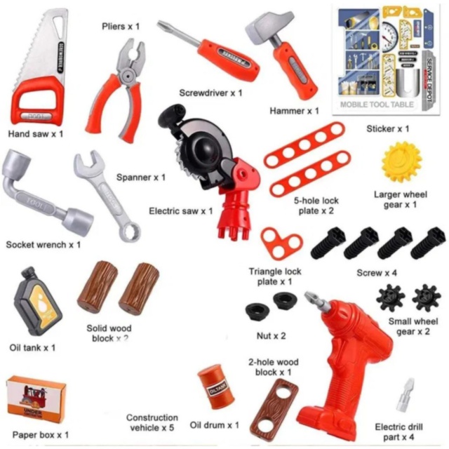 Masă de Lucru cu Scule 3-în-1 pentru Copii